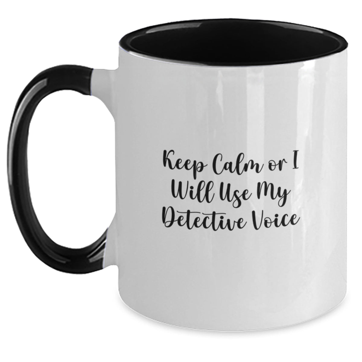 Christmas Gift for Her - Keep Calm Detective Voice Two Tone Mug - Main