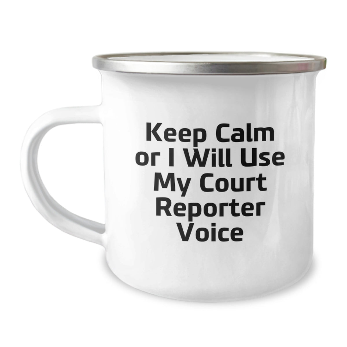 Court Reporter Gift For Him - Keep Calm Voice Quote Camping Mug Keepsake - Image 1