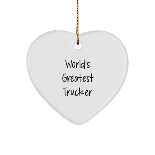 Christmas Gift Heart Ornament - World's Greatest Trucker Present for Her - Image 1