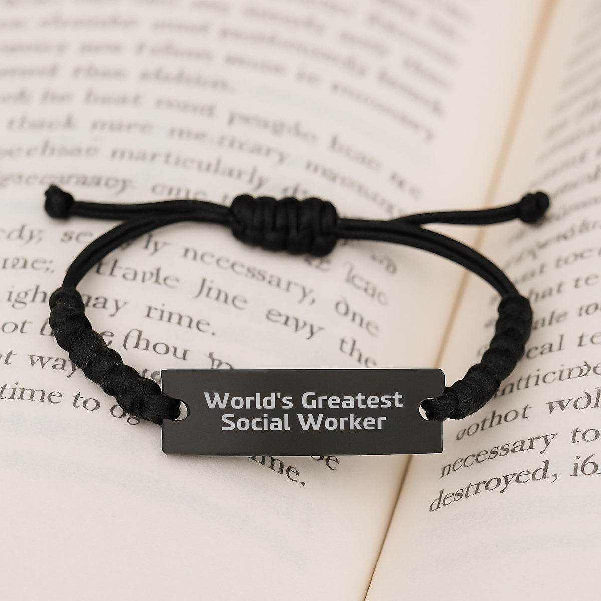 Christmas Gift for Her World's Greatest Social Worker Rope Bracelet - Image 3