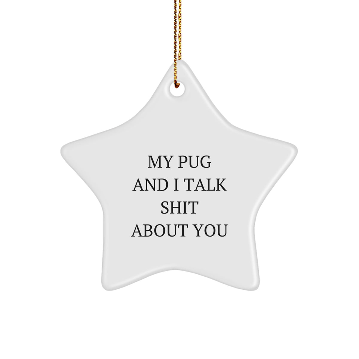 Christmas Gift Pug Dog Star Ornament - My Pug And I Talk Shit About You - Image 1